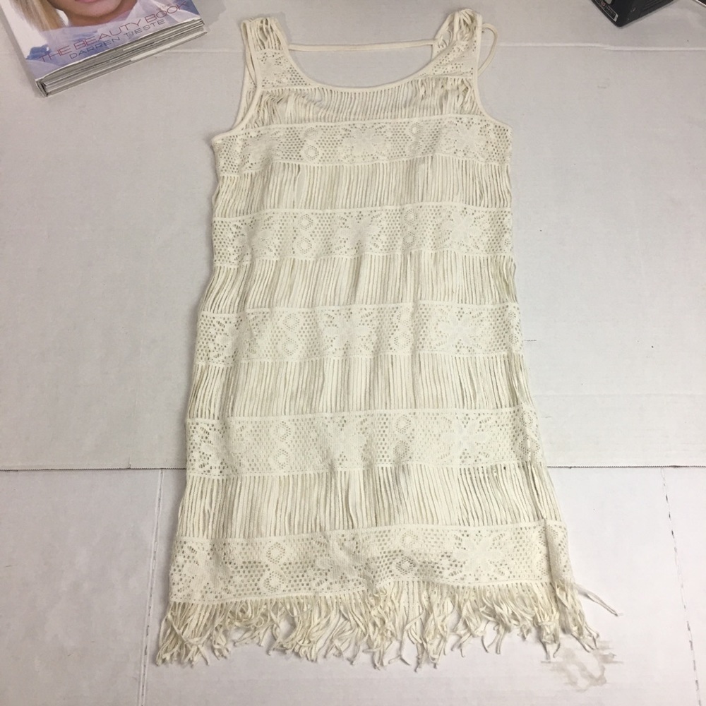 Crochet Fringe Mini Dress NWT | Boho Coastal Swim Coverup · American Eagle - Picture 3 of 12